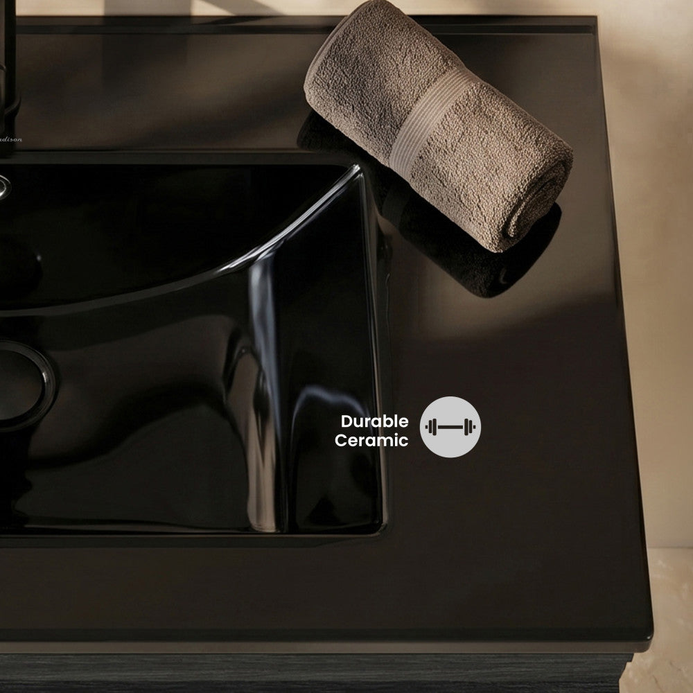 30" Vanity Sink Top in Glossy Black