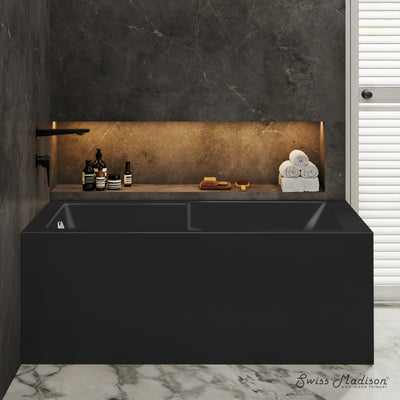 Voltaire 60 x 32 Left Drain Soaking Alcove Corner Apron Bathtub in Matte Black