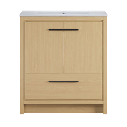 Virage 30" Freestanding Bathroom Vanity in Natural Oak with Sink Top