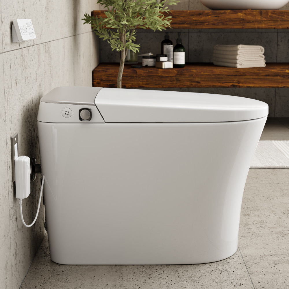 Hugo G Smart Toilet 12" Rough-in ADA Height in Glossy White with Integrated Tank, Auto Flush, Night Light