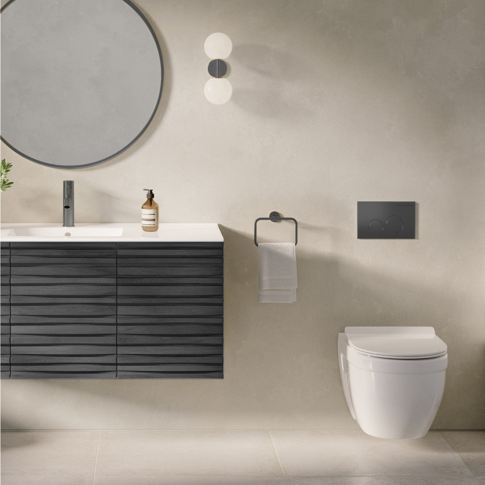 Ivy Wall Hung Elongated Toilet Bowl, Black Hardware