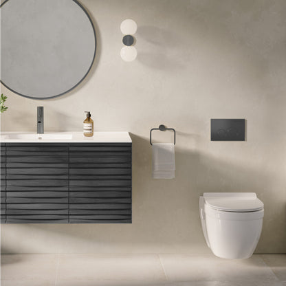 Ivy Wall Hung Elongated Toilet Bowl, Black Hardware