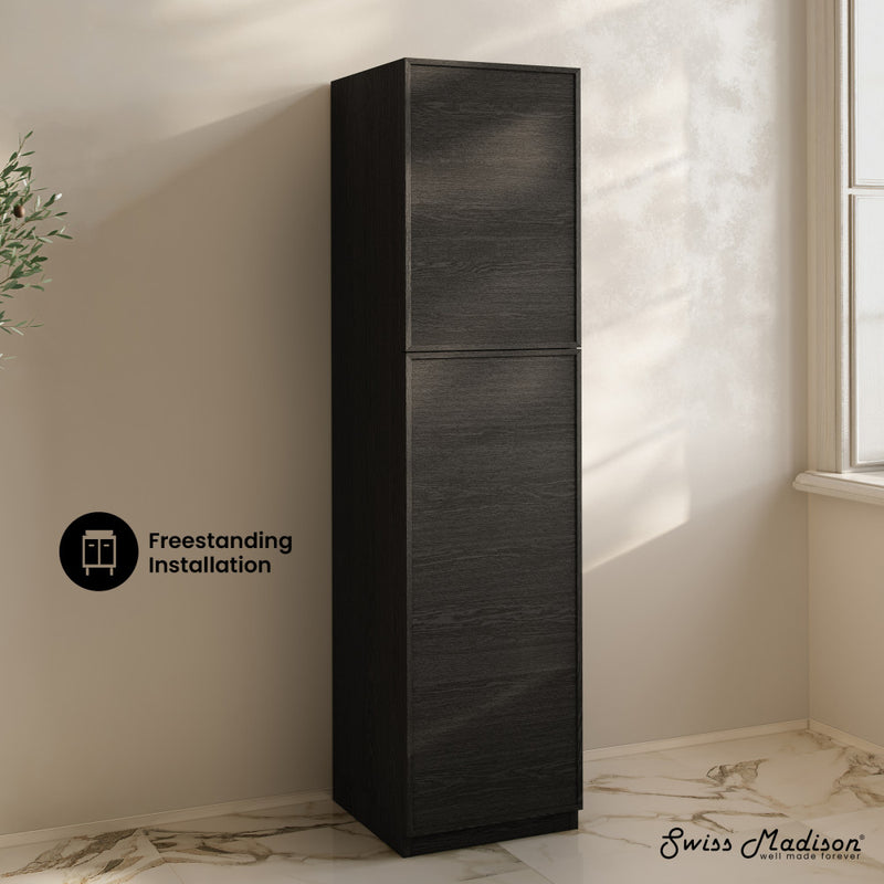 St. Tropez 15 x 15 x 60 Freestanding Linen Cabinet in Black Oak