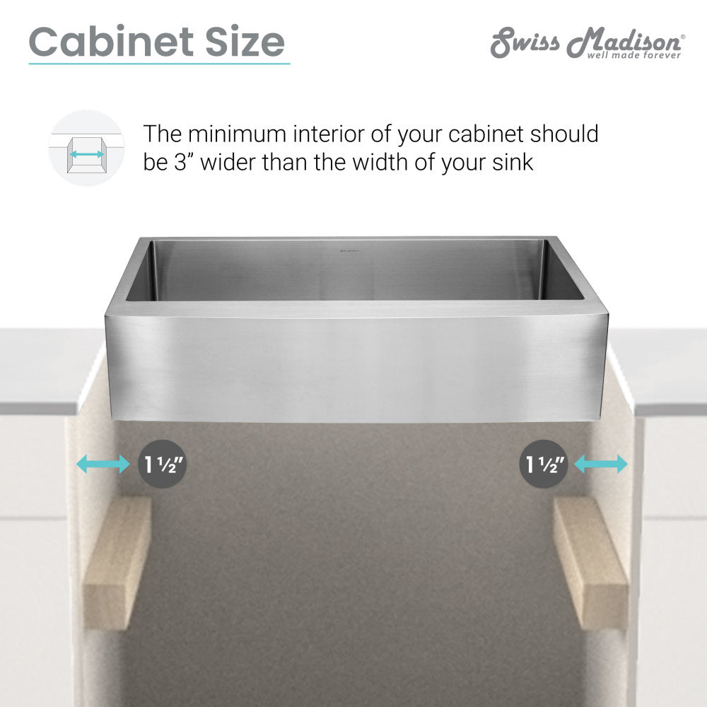 Tourner 30 x 21 Stainless Steel, Single Basin, Farmhouse Kitchen Sink with Apron