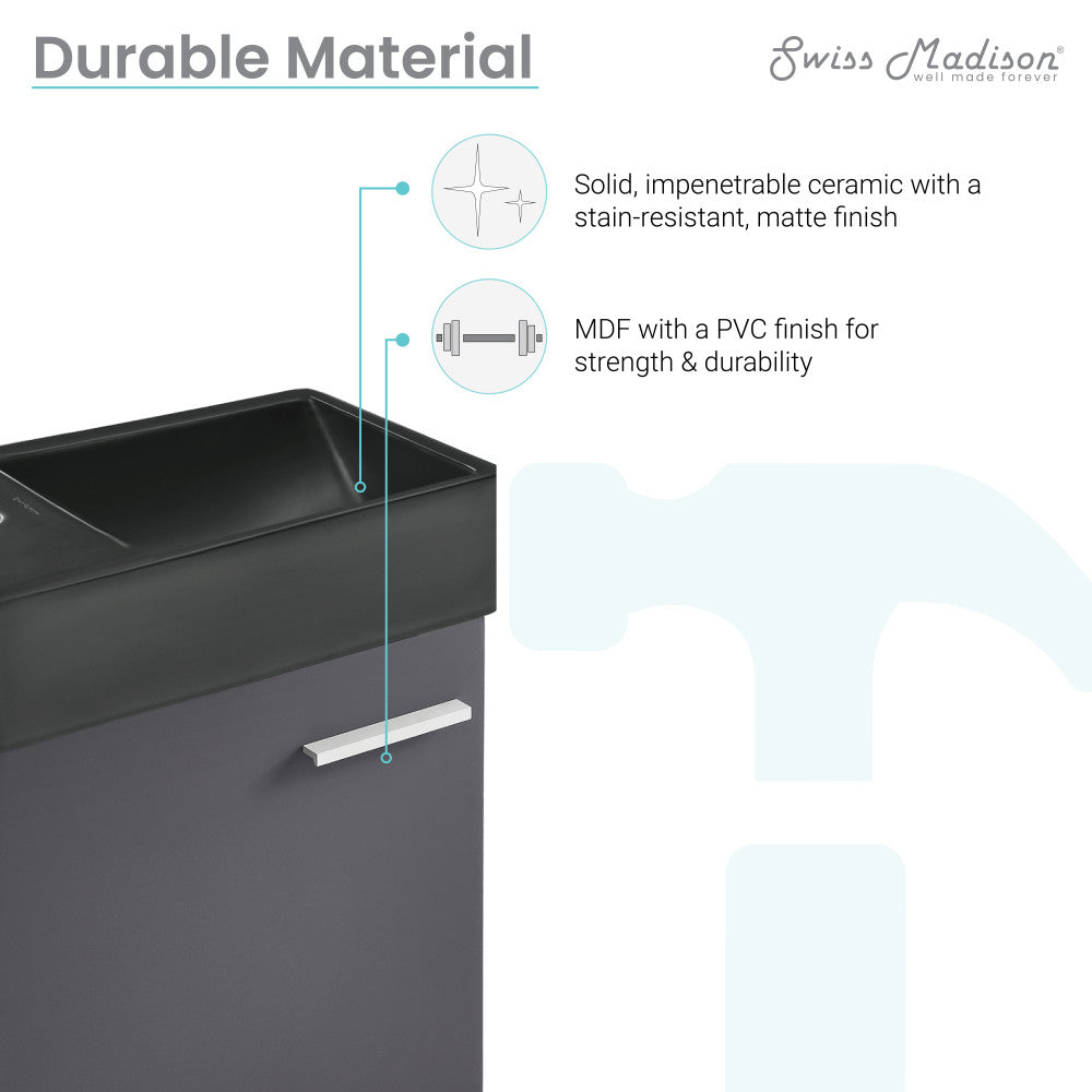 Colmer 18" Wall-Mounted Bathroom Vanity in Slate