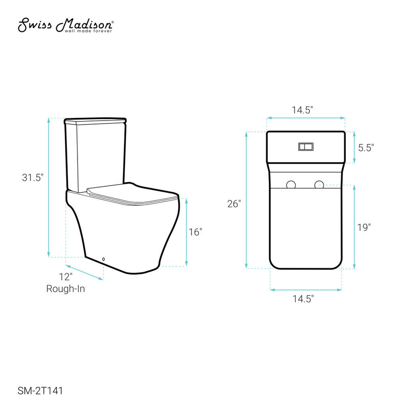 Nadar Two-Piece Square Toilet Dual-Flush 1.1/1.6 gpf