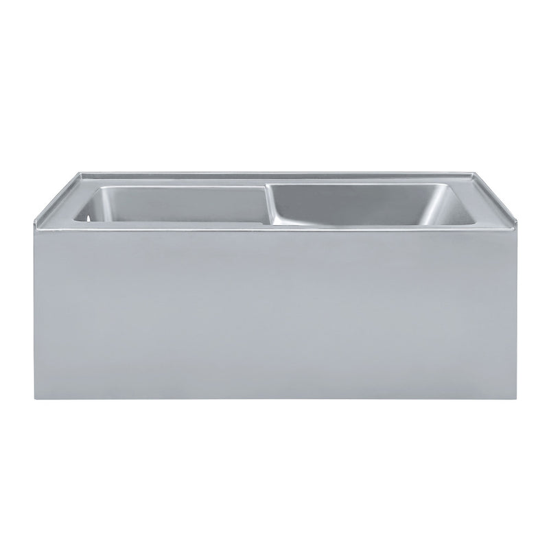 Voltaire 60" x 32" Left-Hand Drain Alcove Bathtub with Apron and Armrest in Matte Gray