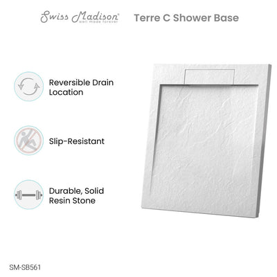 Terre C Series 48" x 36" Reversible Drain Shower Base