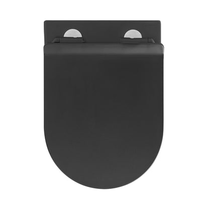 Calice Wall-Hung Toilet Bundle 0.8/1.6 GPF Dual Flush in Matte Black with Black Flush Plate