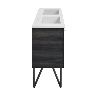 Annecy 60" Freestanding Bathroom Vanity in Black Walnut with Sink Top