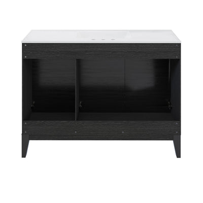 Cascade 48 in. Black Oak Bathroom Vanity With White, 3-Hole Ceramic Sink Top