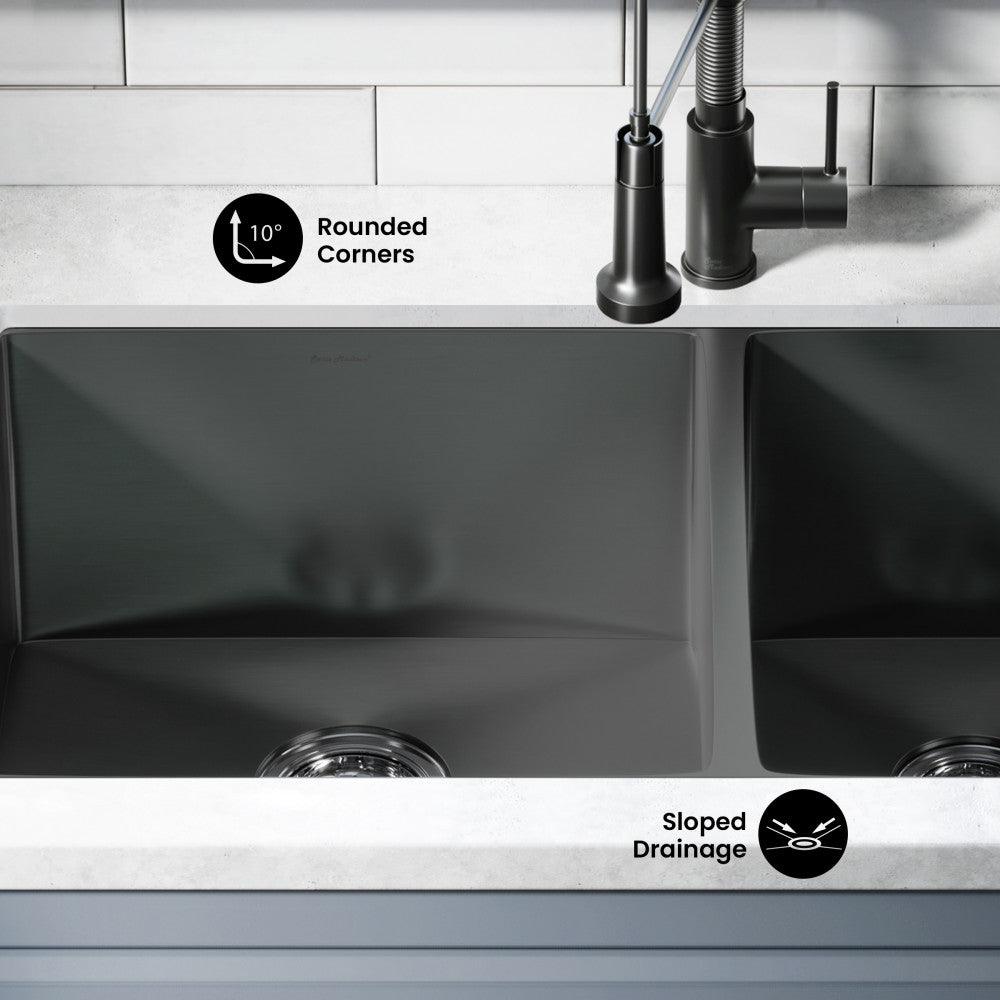 Rivage 33 x 20 Stainless Steel, Dual Basin, Undermount Kitchen Sink in Black