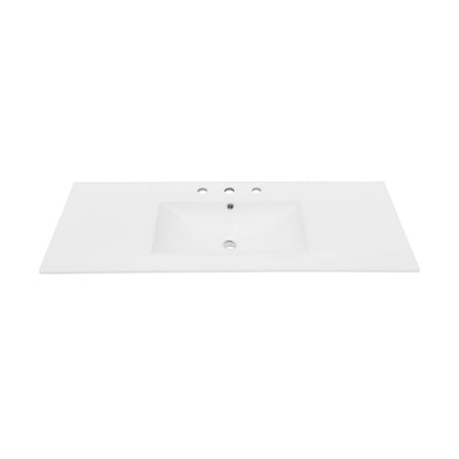 48" 3-Hole Widespread Vanity Sink Top in Glossy White