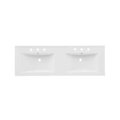 48" 3-Hole Widespread Double Basin Vanity Sink Top in Glossy White