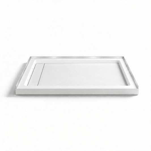 Marquette 48 x 32 Shower Pan Base with Reversible Drain in Glossy White