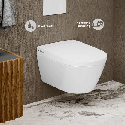 Pur Smart Wall-Hung Bidet Toilet with Matte White Actuator