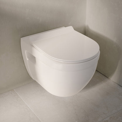 Ivy Wall-Hung Toilet Bundle 0.8/1.6 GPF Dual Flush in Glossy White with Black Flush Plate