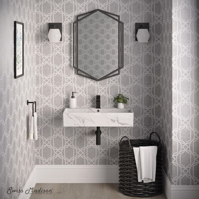 Claire 22" Rectangle Wall-Mount Bathroom Sink in White Marble