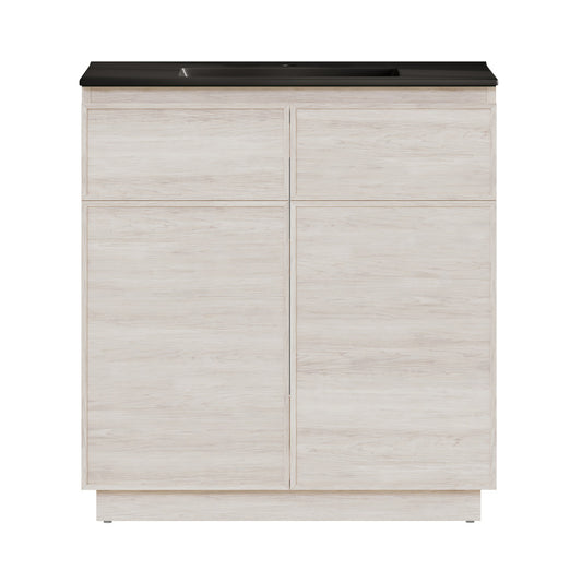St. Tropez 36" Freestanding Bathroom Vanity in White Oak with Black Sink Top