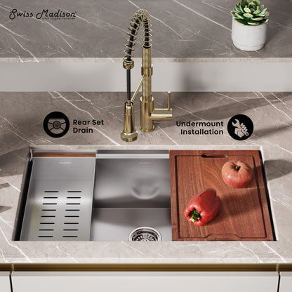 Rivage 32 x 19 Single Basin Undermount Kitchen Workstation Sink