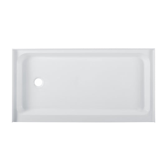 Voltaire 60" x 32" Acrylic White, Single-Threshold, Left-Hand Drain, Shower Base