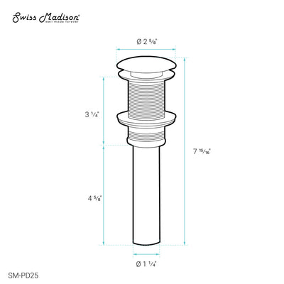 Residential Non-Overflow Pop Up Sink Drain 1.75 in Glossy White