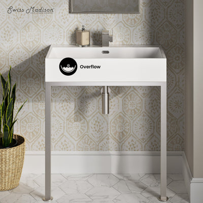 Concorde 30" Rectangle Console Sink with Matte Silver Legs
