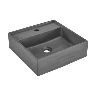 Lisse 16" Square Concrete Vessel Bathroom Sink in Dark Grey