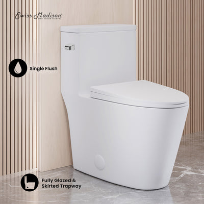 Dreux One-Piece 12" Rough-in 1.28 GPF Left Flush Elongated Toilet in Glossy White