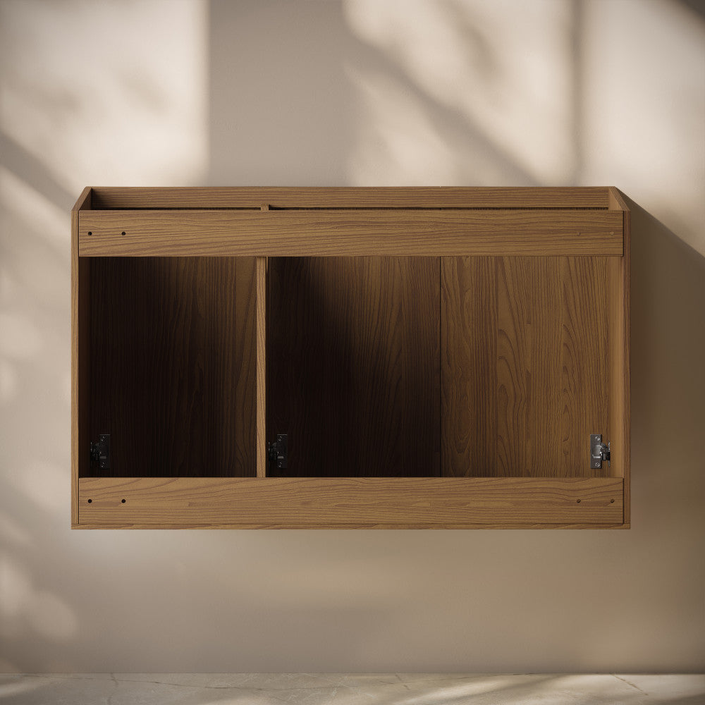 Cascade 36" Wall-Mounted Bathroom Vanity Cabinet without Top in Brown Oak