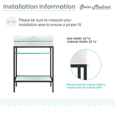 Pierre 24 Single, Freestanding, Matte Black Metal Frame Bathroom Vanity