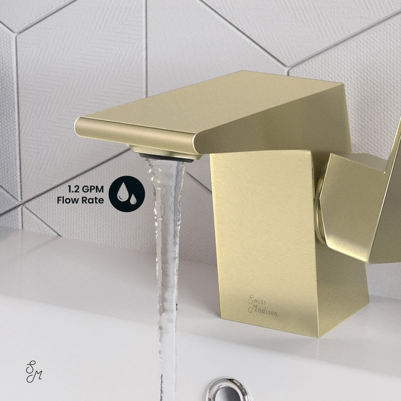Carre Single Hole, Single-Handle, Bathroom Faucet in Brushed Gold