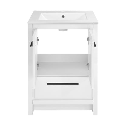 Virage 24" Freestanding Bathroom Vanity in White with Sink Top