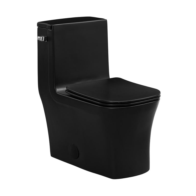 Concorde One-Piece 12" Rough-in 1.28 GPF Left-Hand Flush Square Toilet in Matte Black