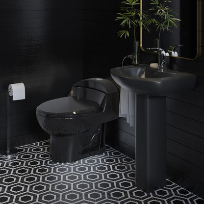 Chateau Two-Piece Round Pedestal Sink in Matte Black
