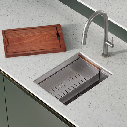 Rivage 15 x 19 Single Basin Undermount Kitchen Workstation Sink