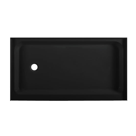 Voltaire 60" x 36" Acrylic Black, Single-Threshold, Left Drain, Shower Base