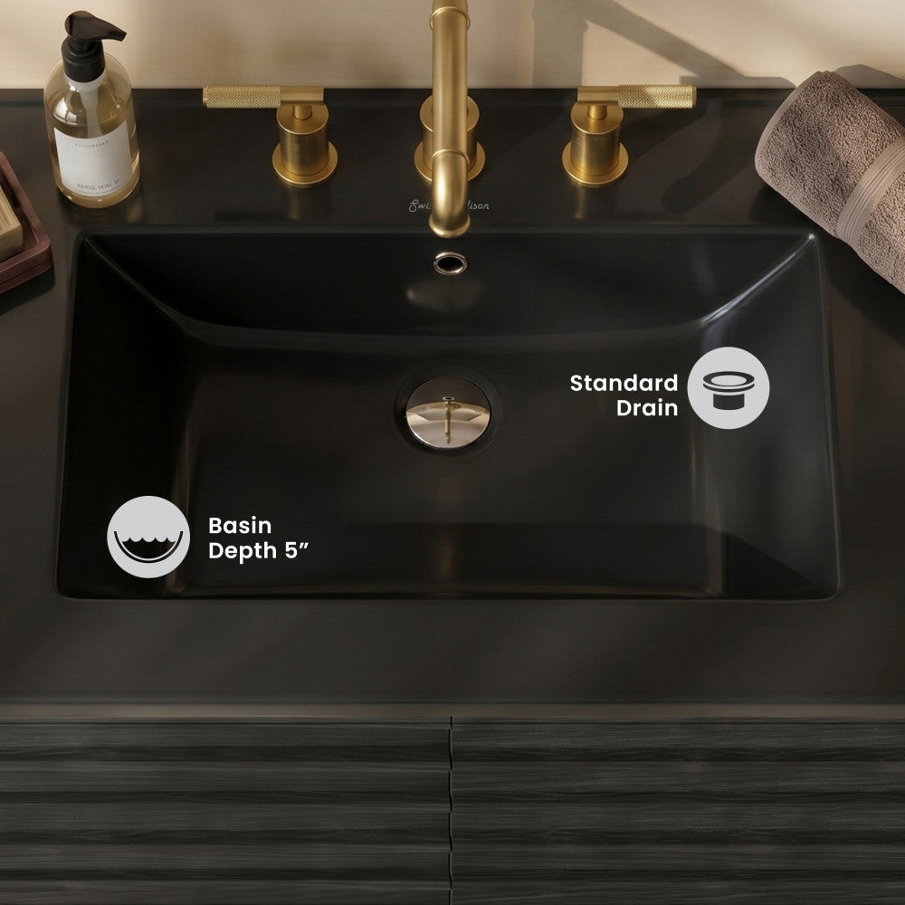 30" 3-Hole Centerset Vanity Sink Top in Matte Black