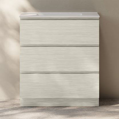 Liberte 30" Freestanding Bathroom Vanity in White Oak with 3-Hole Widespread Sink Top