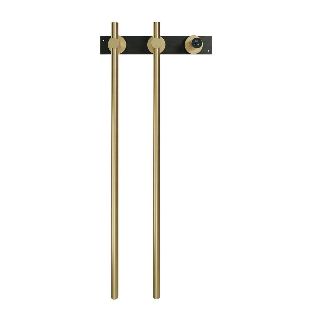 Monaco 2-Bar Electric Towel Warmer with Timer in Brushed Gold