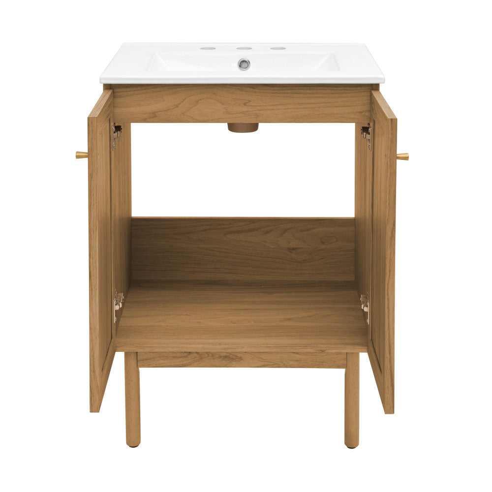 Classe 24" Freestanding Bathroom Vanity in Golden Oak with 3-Hole Centerset Sink Top