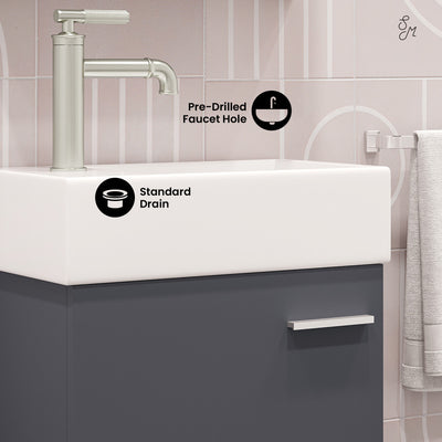 Colmer 18" Wall-Mounted Bathroom Vanity in Slate