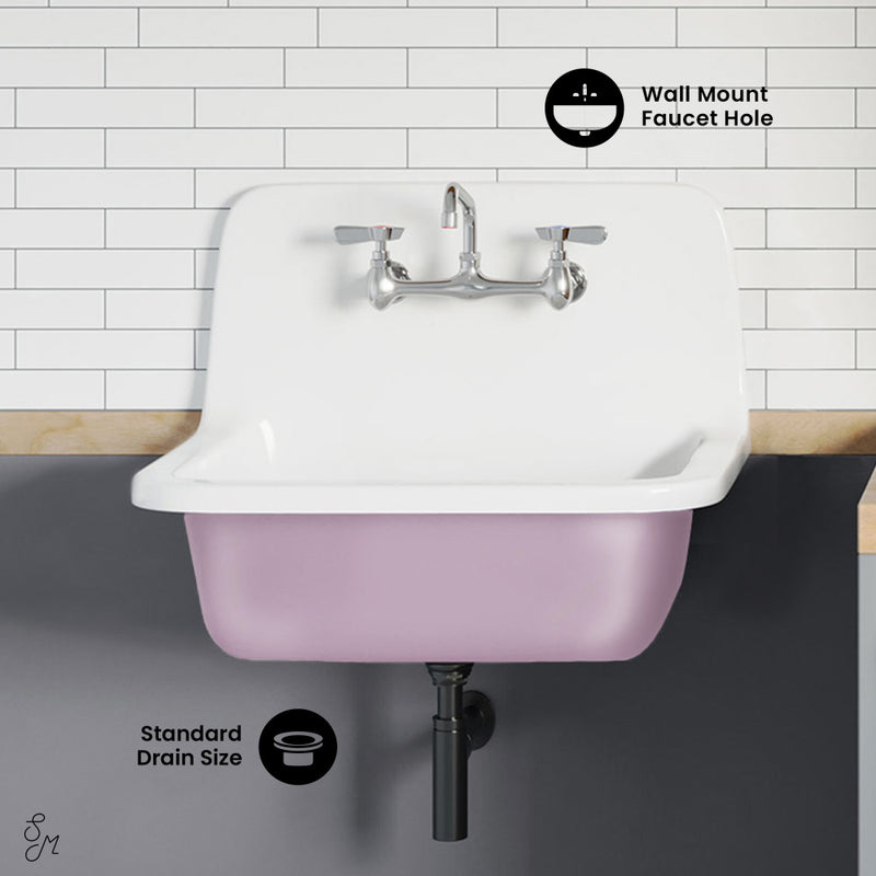 Loire 22" Cast Iron Rectangle Wall-Mounted Sink in Glossy Lavender