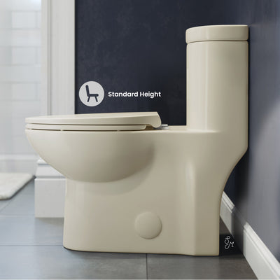 Sublime One-Piece Elongated Left Side Flush Handle Toilet in Bisque 1.28 gpf