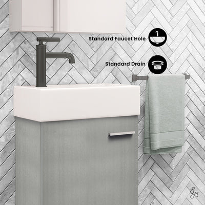 Colmer 18 Single, Brushed Grey, One Cabinet, Bathroom Vanity