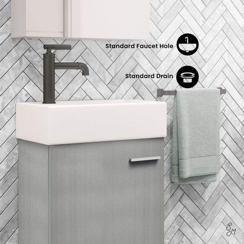 Colmer 18 Single, Brushed Grey, One Cabinet, Bathroom Vanity