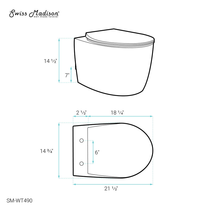 Classe Wall-Hung Toilet Bowl Only in Glossy White