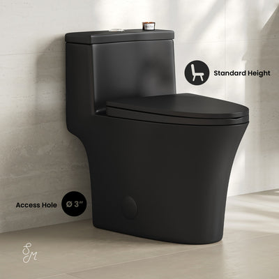 Bastille One-Piece 12" Rough-in 1.1/1.6 GPF Dual Top Flush Elongated Toilet in Matte Black