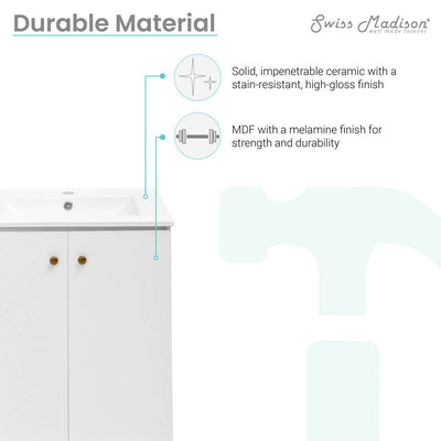 Manoir 24" Freestanding Bathroom Vanity in White with Sink Top