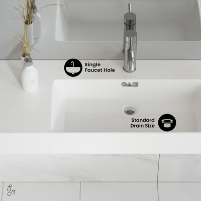 St. Tropez 36" Rectangle Wall-Mounted Sink with Right Side Faucet Mount